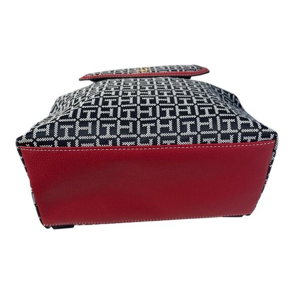 Tommy Hilfiger Women’s Navy Backpack – Logo Print with Red Trim – Gold Hardware - Picture 7 of 9